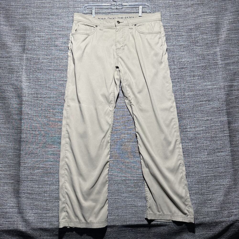 prAna Pants 33 (Fits 36x30) Brion Khaki Slim Fit Nylon Stretch 5-Pocket Hiking